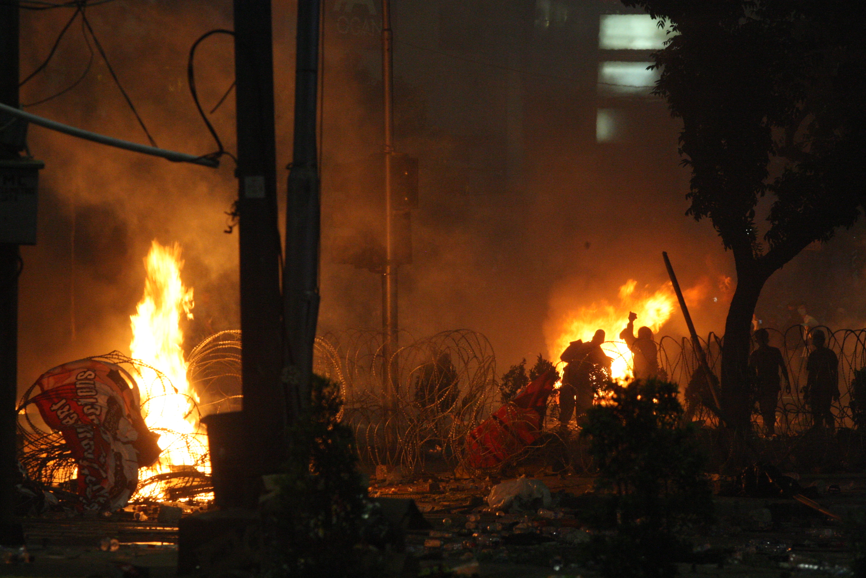 Suasana aksi 22 mei di depan Gedung Bawaslu, Jakarta