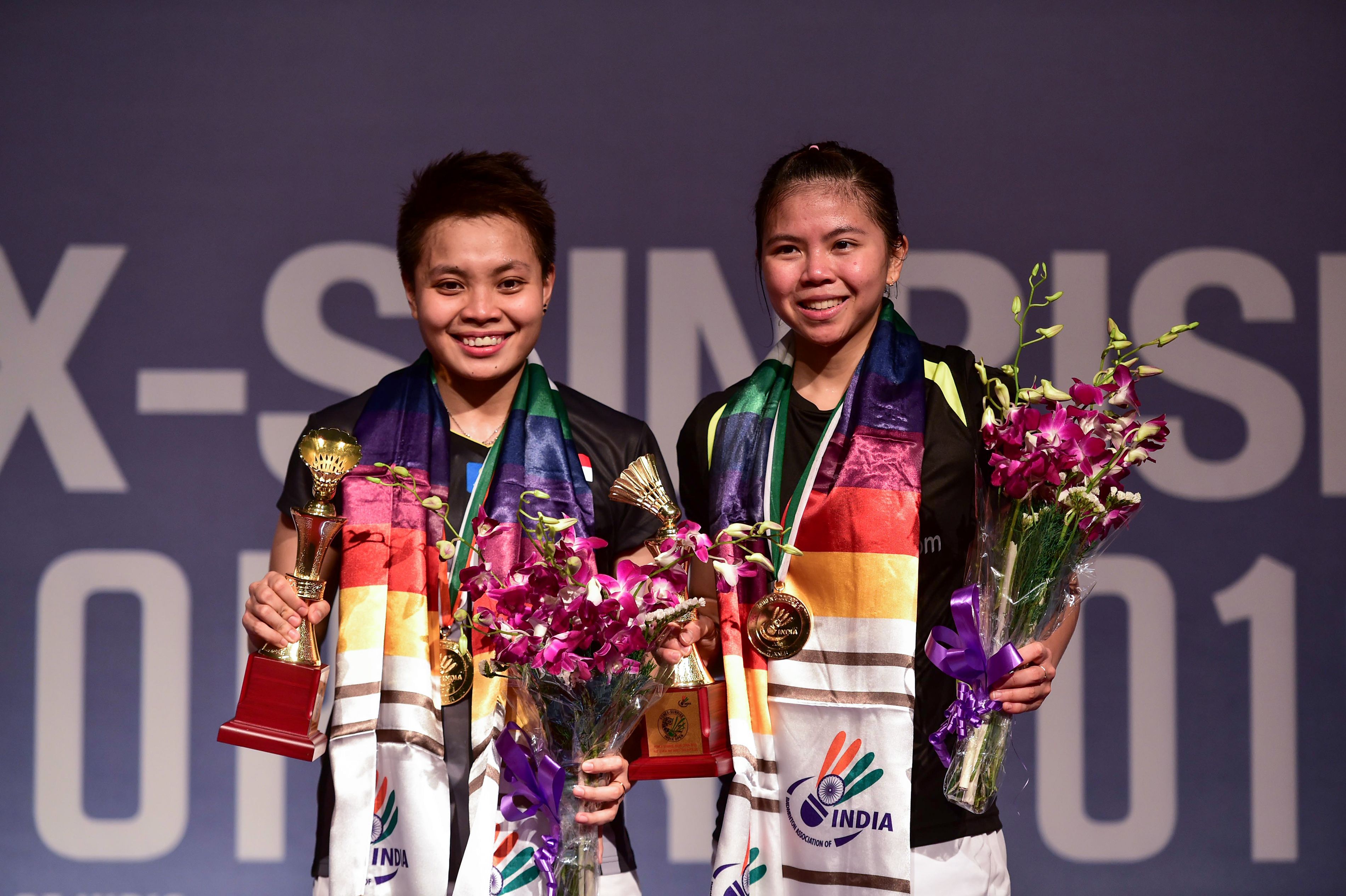 Pasangan ganda putri Apriyani Rahayu dan Greysia Polii saat menjadi juara di India Terbuka.
