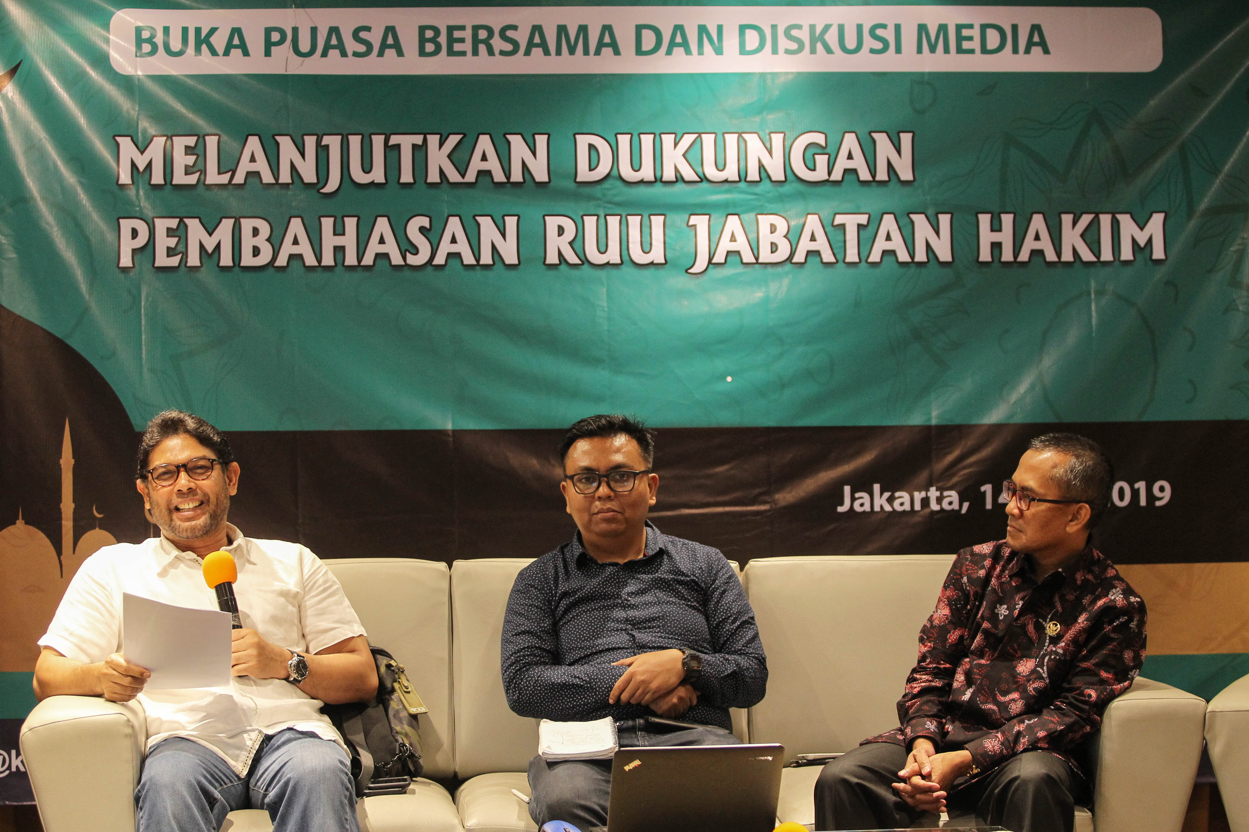Diskusi bertajuk melanjutkan dukungan pembahasan RUU Jabatan Hakim di Jakarta, Selasa (14/5/2019). 