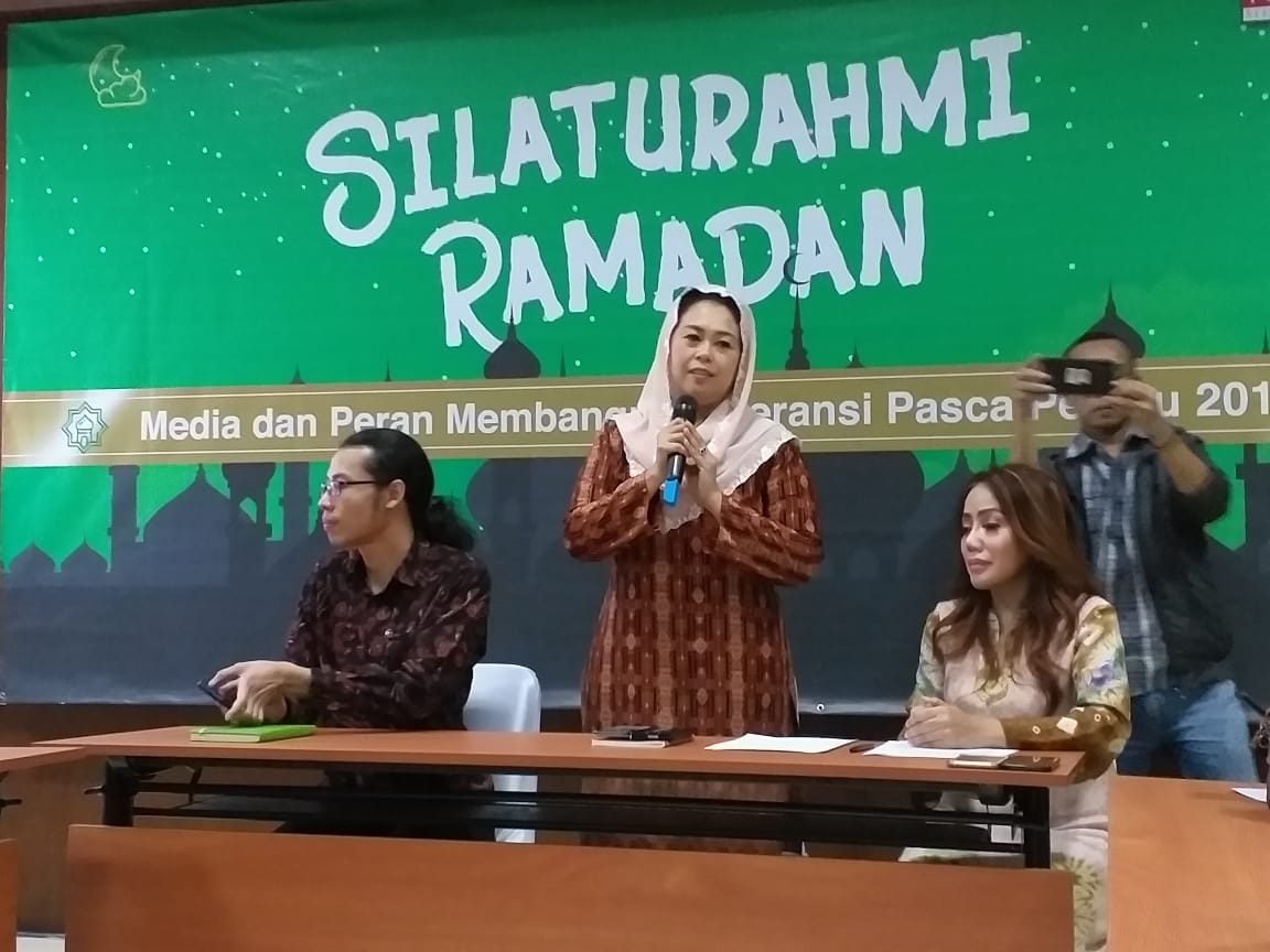 Yenny Wahid dalam diskusi  Media dan Peran Membangun Toleransi Pascapemilu 2019 di Jakarta, Kamis (9/5)
