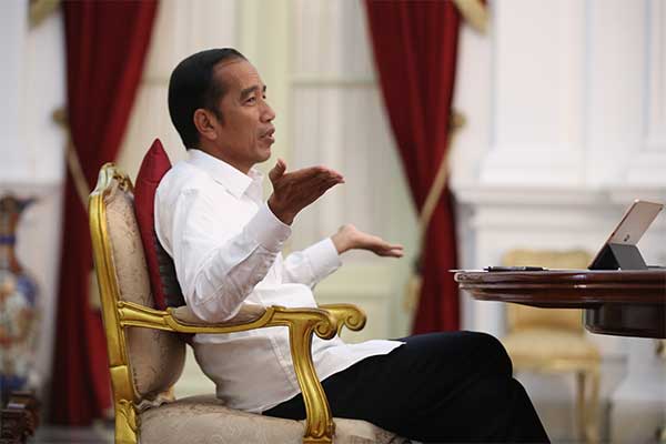  Presiden Joko Widodo saat diwawancarai Media Indonesia di Istana Merdeka, Jakarta, Jumat (24/5/2019). 