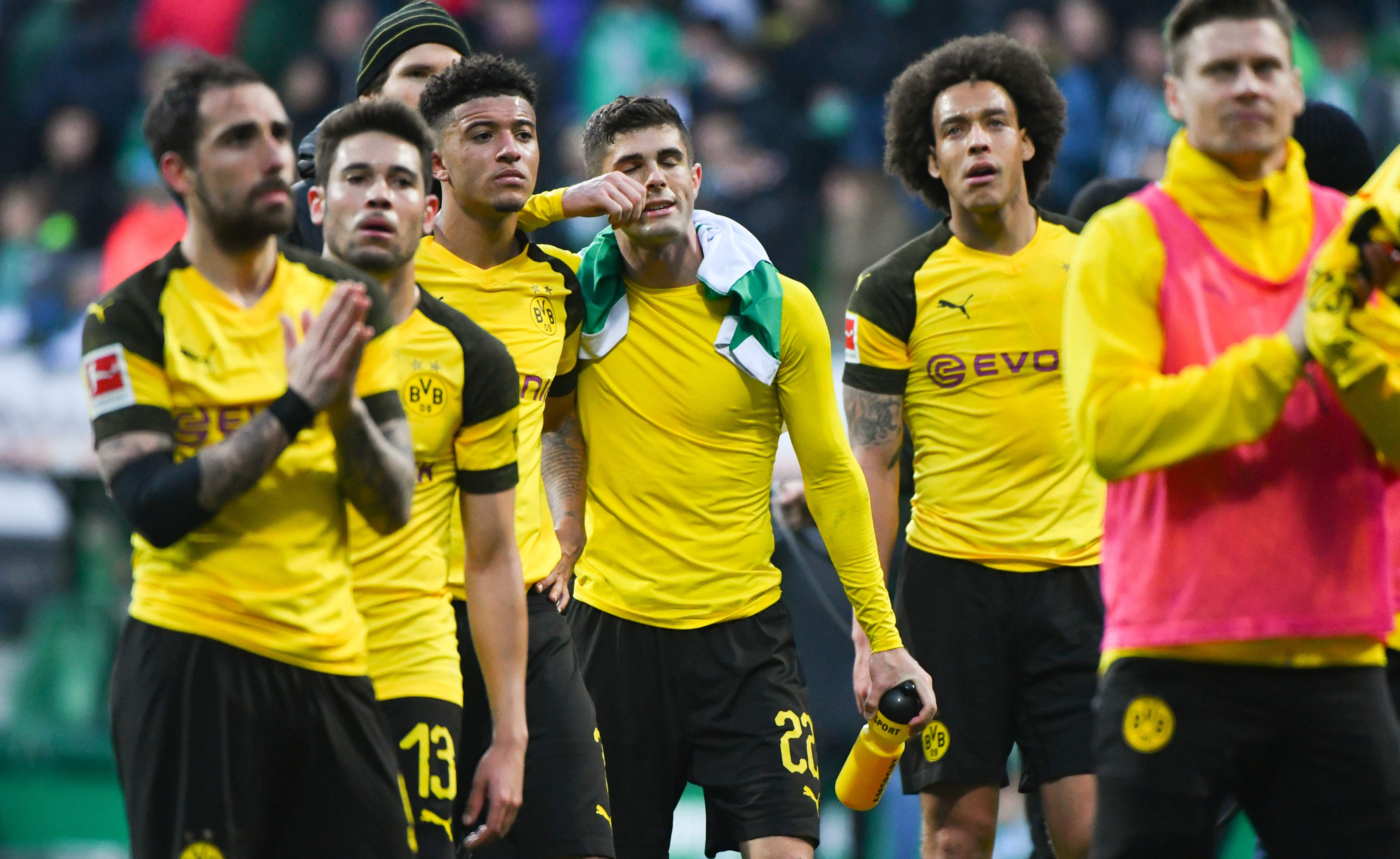 Reaksi para pemain Dortmund usai laga melawan Bremen