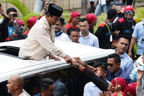 Prabowo Subianto hadiri peringatan hari buruh