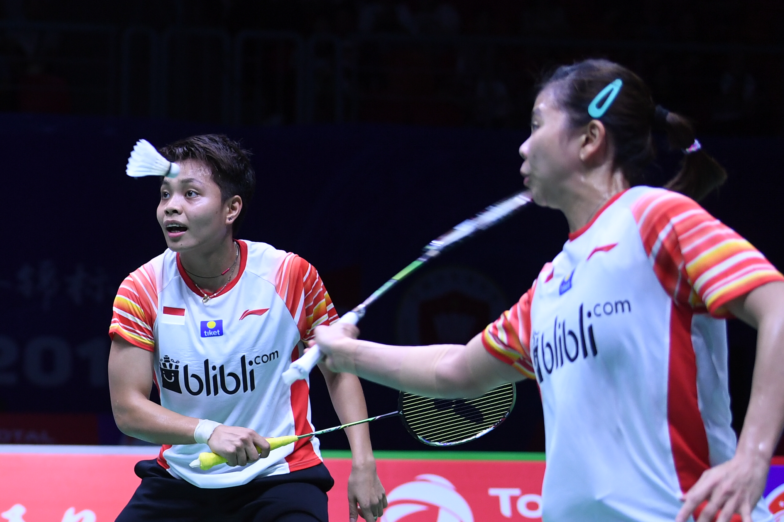 Pebulu tangkis ganda putri Indonesia Greysia Polii yang berpasangan dengan Apriyani Rahayu