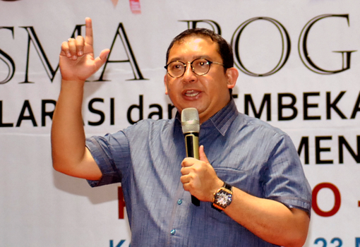 Fadli Zon sedang memberikan pengarahan di GOR Pajajaran, Kota Bogor, Jawa Barat, Sabtu (23/3/2019).