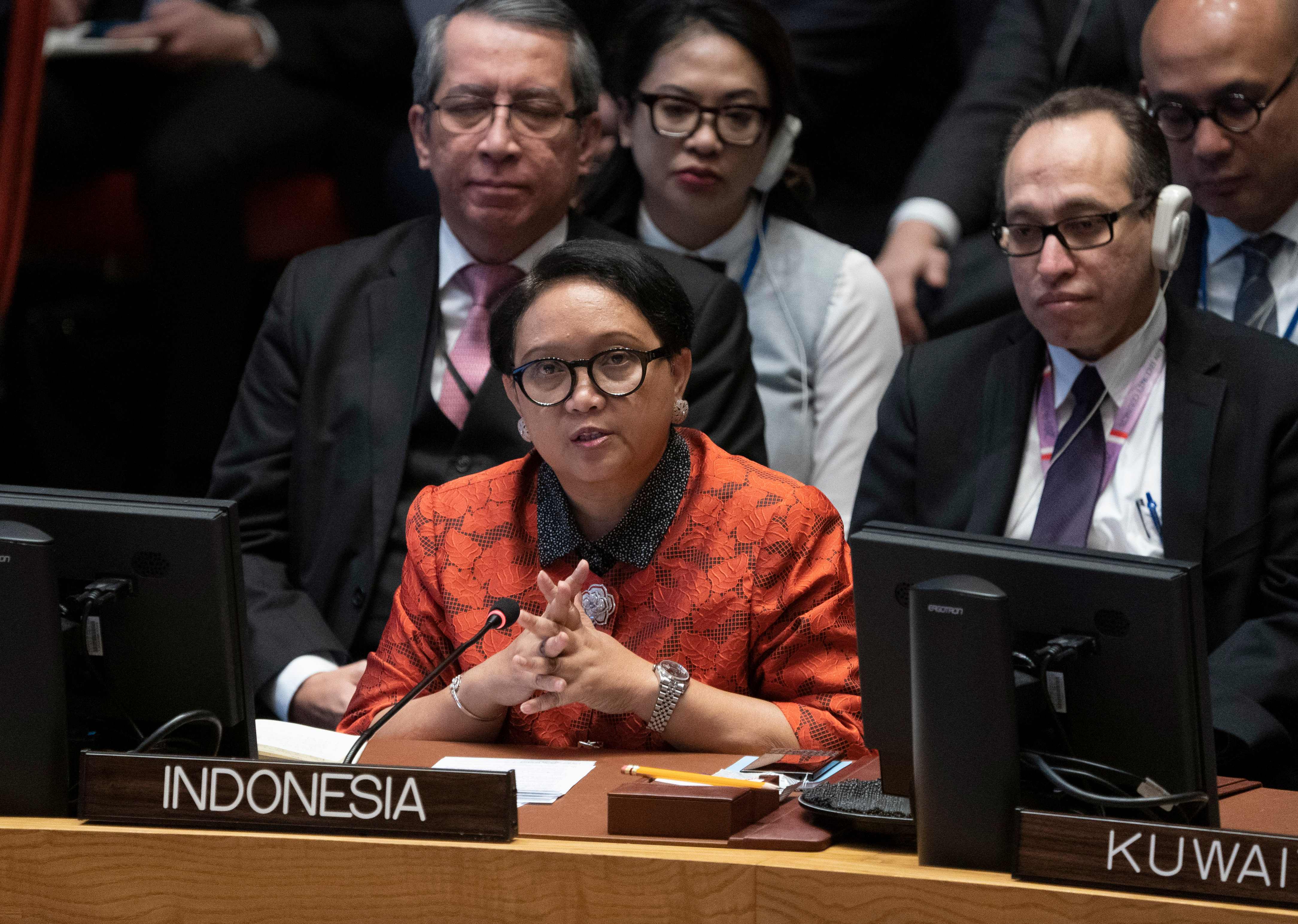 Menlu Retno Marsudi berbicara di DK PBB