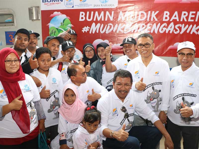 Dirut PT Jasa Raharja (Persero) Budi Rahardjo saat acara BUMN Mudik Bareng