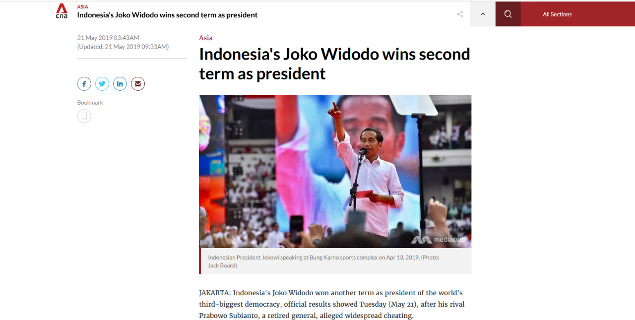 Media Internasional Umumkan Kemenangan Jokowi-Amin