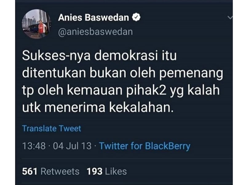 Cicitan Anies Baswedan mengenai menerima kekalahan yang menjadi viral