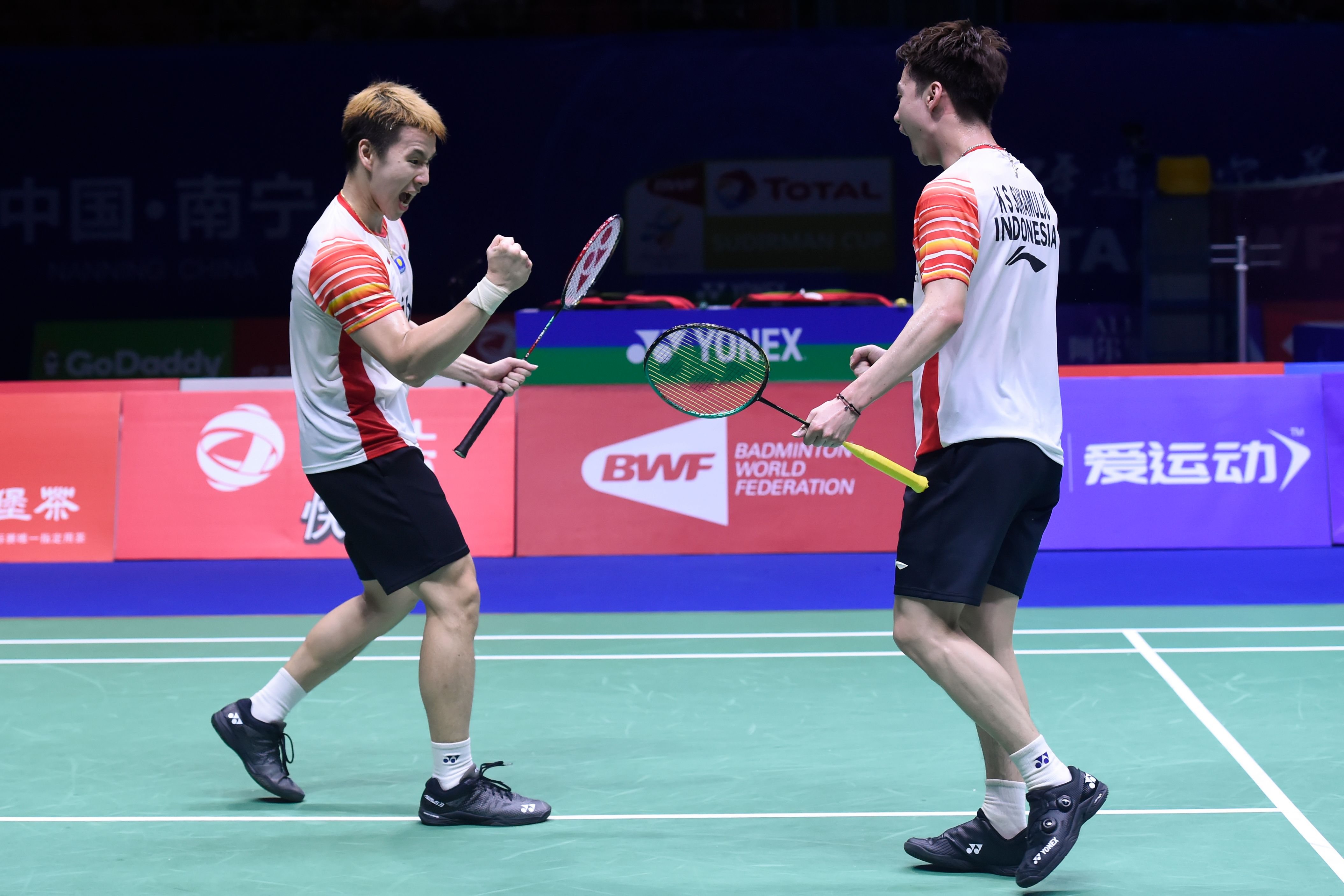 Pasangan ganda putra Indonesia Kevin/Marcus di Piala Sudirman