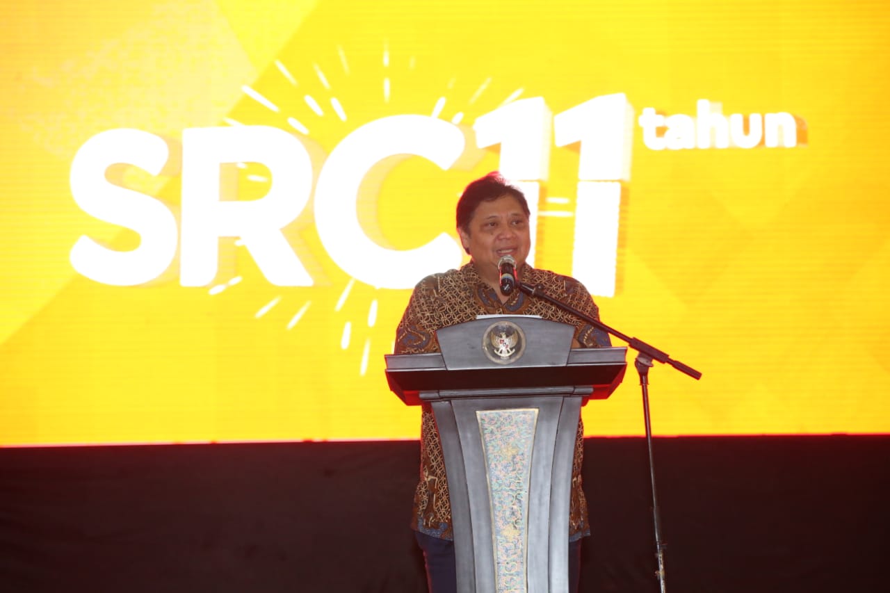 Menperin Airlangga Hartarto di HUT ke-11 SRC mengapresiasi kepedulian Sampoerna terhadap UKM.