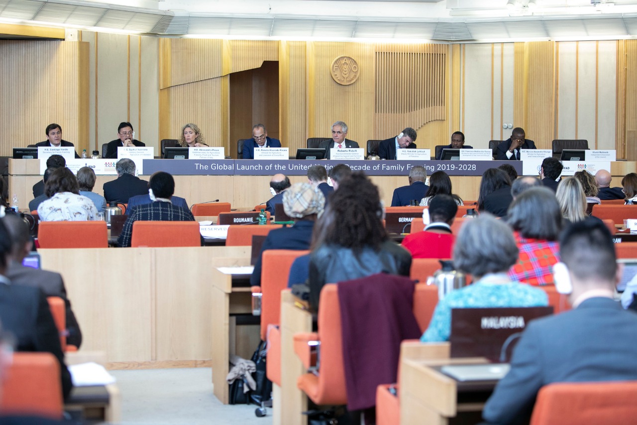 Peluncuran Global Dekade dan Rencana Aksi Pertanian Keluarga PBB 2019-2028  di Roma, Italia, Rabu (29/5).