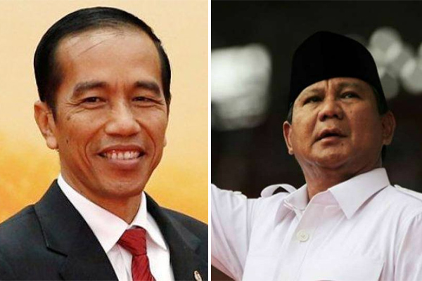 (kiri-kanan) Capres 01 Jokowi--Capres 02 Prabowo Subianto 