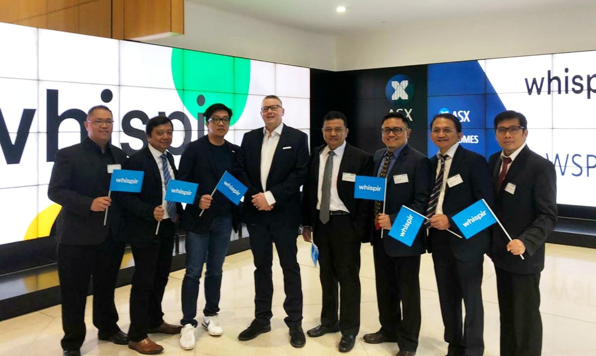 Telkom menghadiri acara pencatatan saham perdana (IPO) startup portofolio miliknya, Whispir, di Australian Securities Exchange