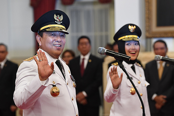 Gubernur Lampung Arinal Djunadi dan wakil gubernur Lampung Chusnunia Chalim 