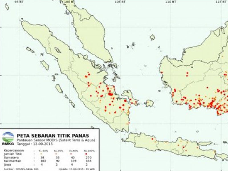 Peta penyebaran titik panas.