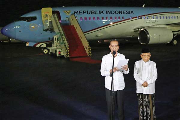 Capres-cawapres nomor urut 01, Joko Widodo-Ma’ruf Amin, menyampaikan pernyataan terkait dengan putusan Mahkamah Konstitusi tentang perselisi