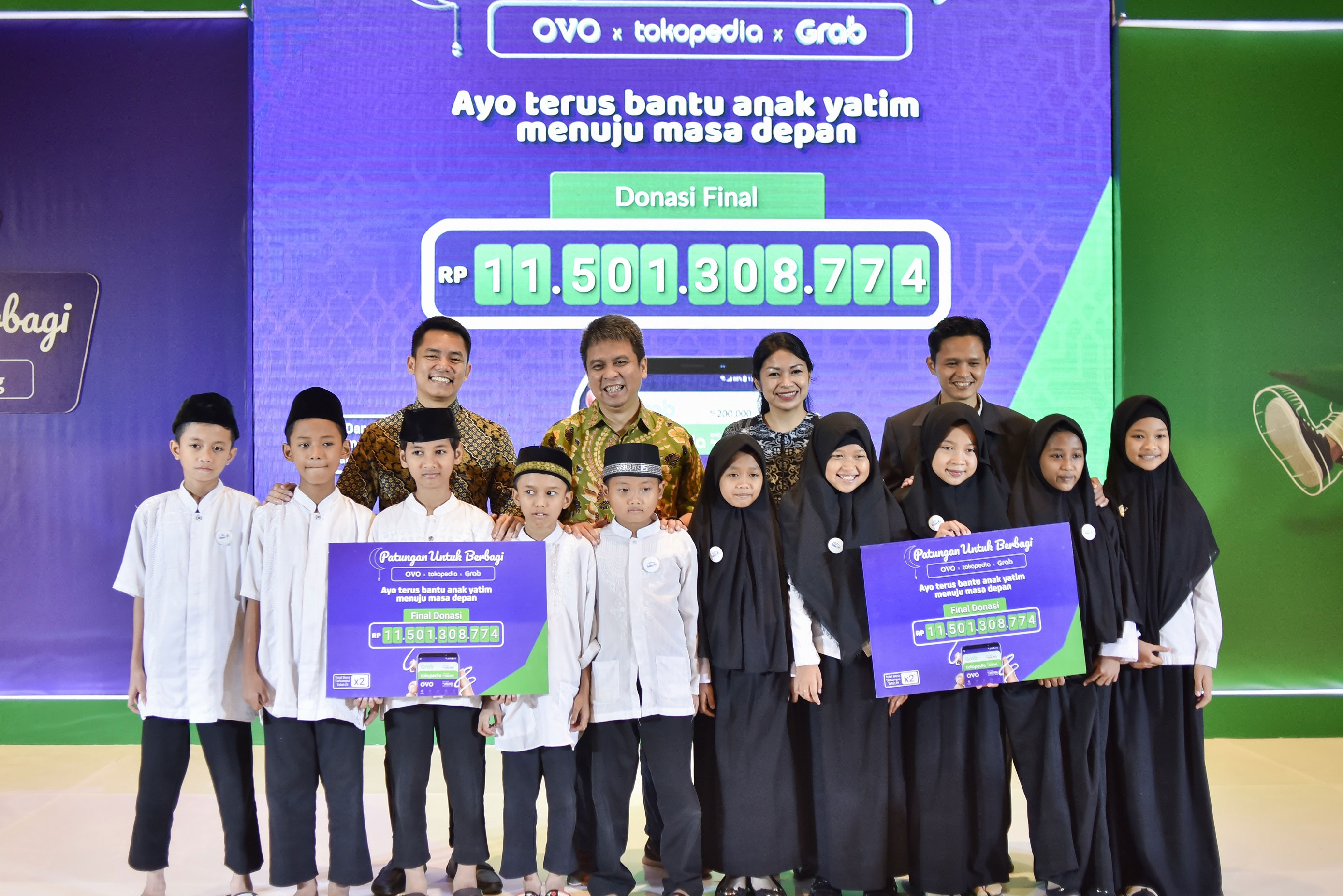 KAMPANYE donasi digital Patungan untuk Berbagi yang diprakarsai OVO, Grab, dan Tokopedia 