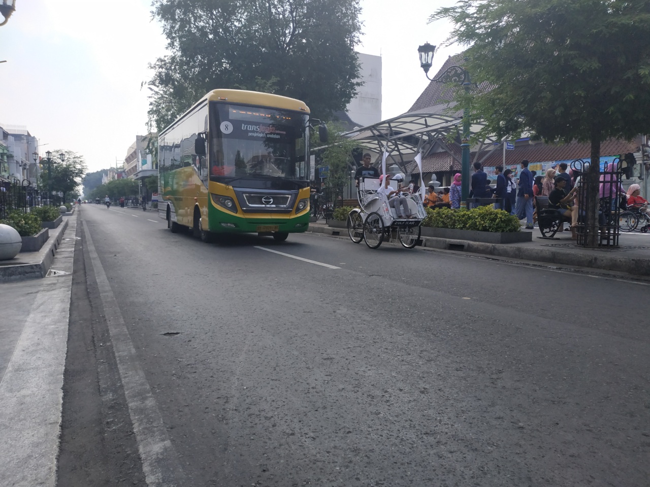 Uji coba kebijakan penataan transportasi di kawasan Malioboro.