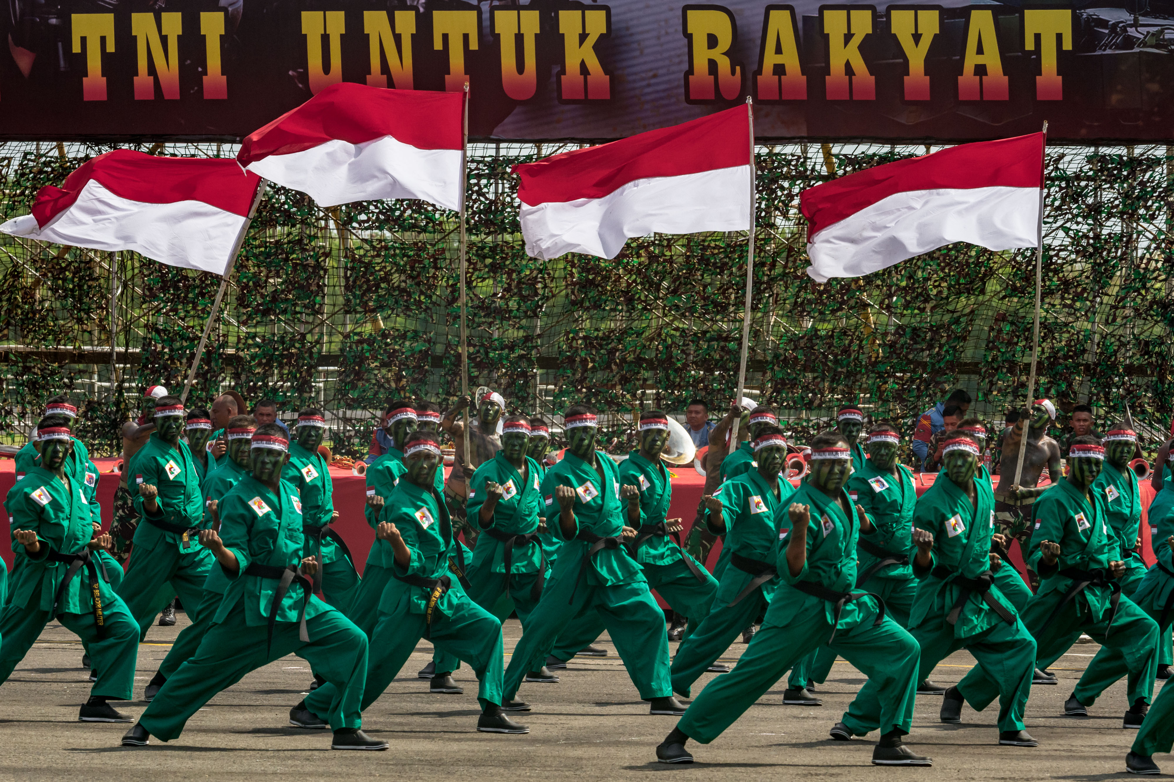 Prajurit Kopassus saat peringatan HUT ke-73 TNI di Lanud Utama TNI AD Ahmad Yani, Semarang, Jawa Tengah, beberapa waktu silam.