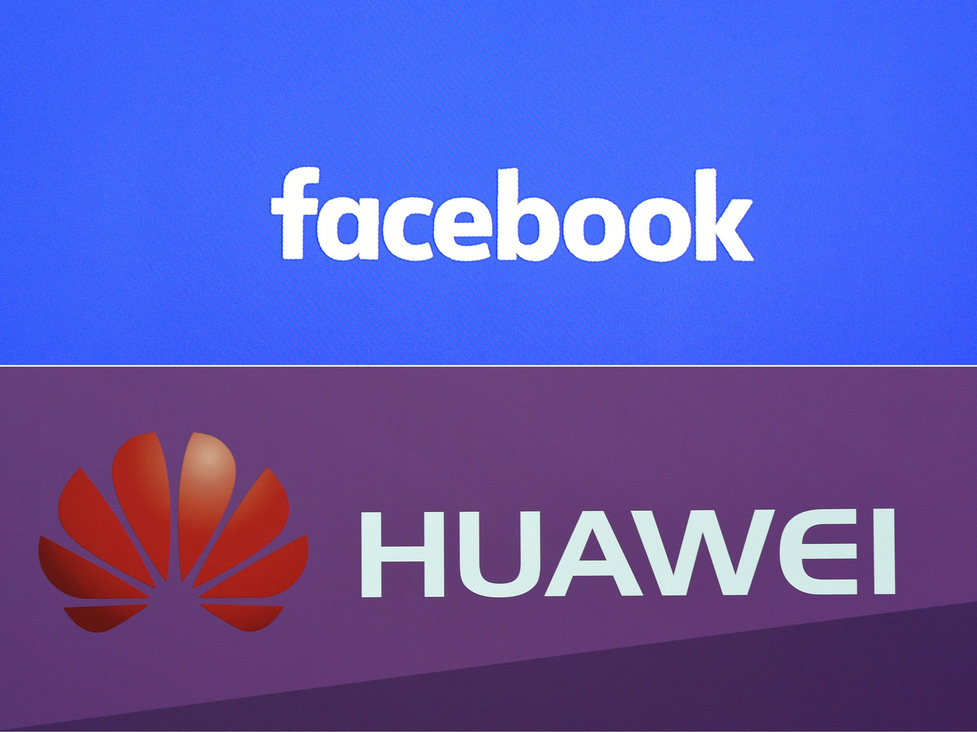 Kombinasi logo Facebook dan Huawei