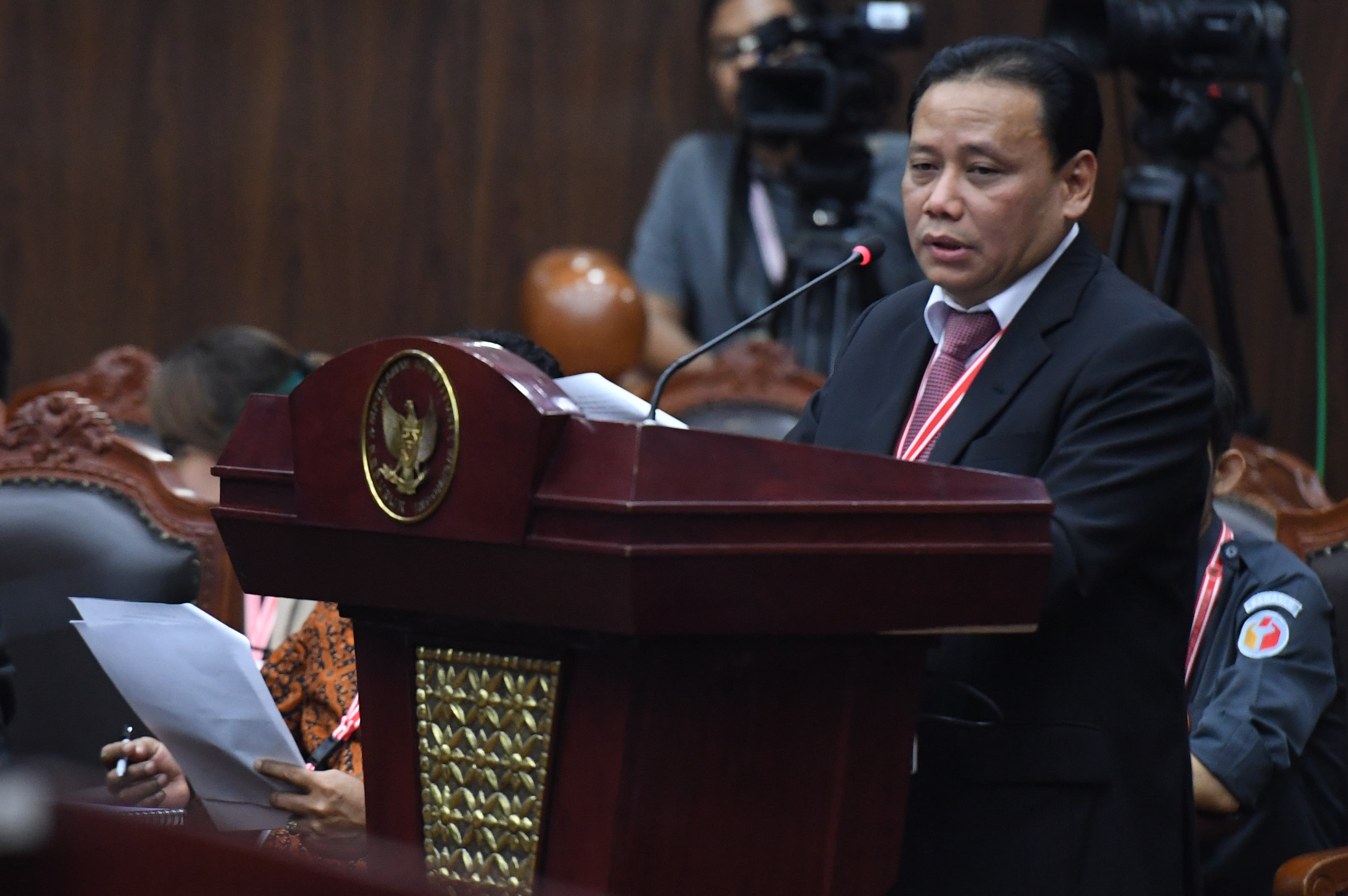  Ketua Bawaslu Abhan menyampaikan keterangan pada sidang lanjutan PHPU PIlpres 2019