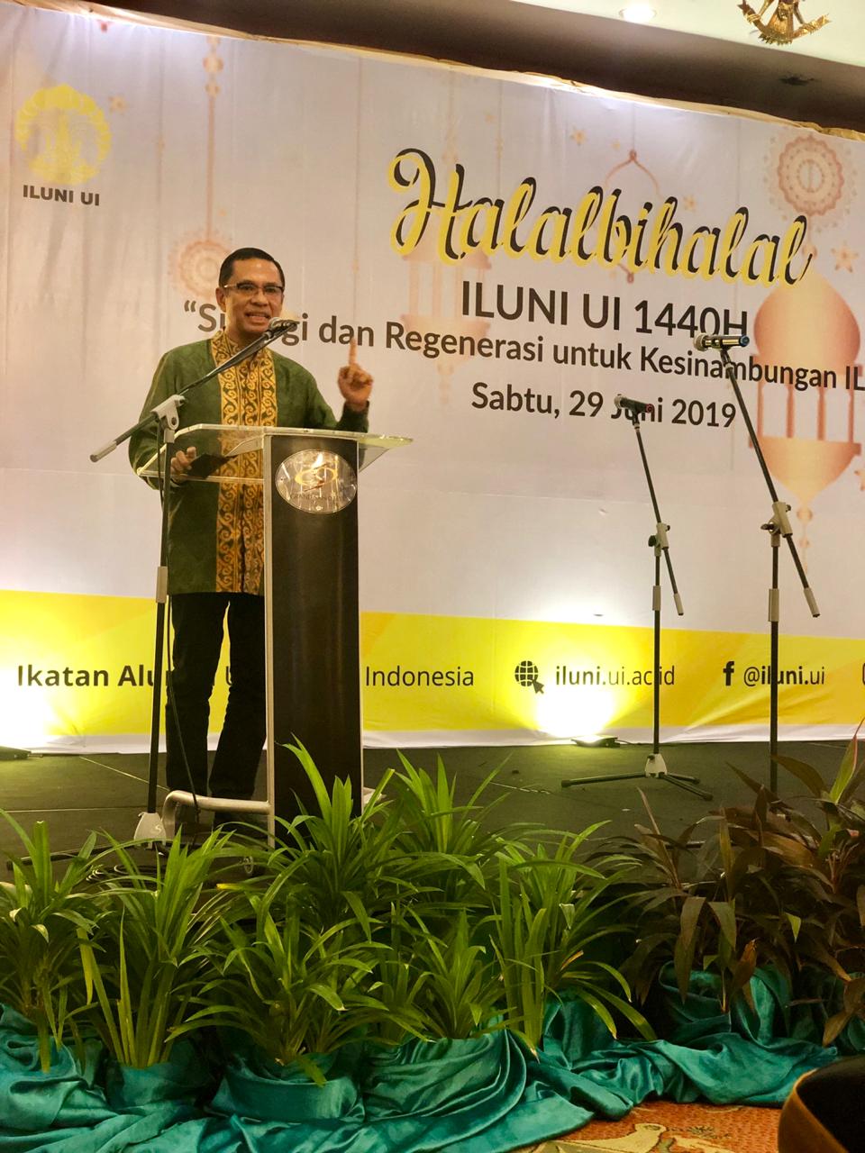Ketua Majelis Wali Amanat Universitas Indonesia Saleh Husin di Acara Halalbihalal sivitas akademika UI, Sabtu (29/6).