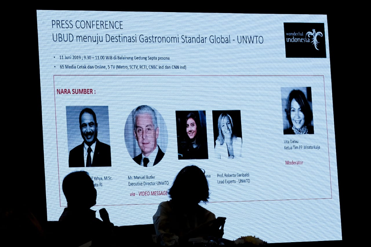 Kementerian Pariwisata melakukan konferensi pers tentang rencana penetapan Ubud sebagai destinasi gastronomi