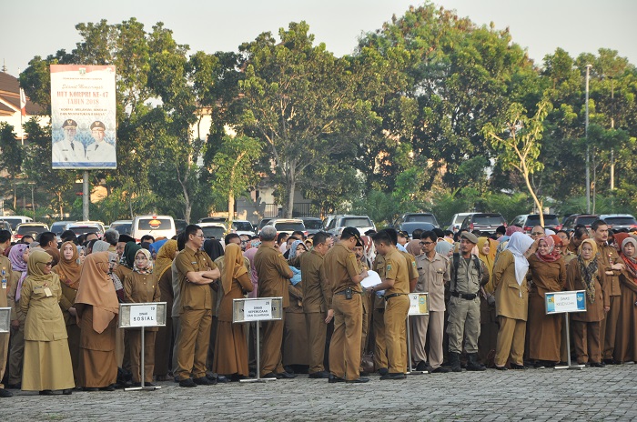 Apel Aparatur Sipil Negara (ASN) usai cuti bersama Idulfitri 1440 H di Kawasan Pusat Pemerintahan Provinsi Banten (KP3B), Senin (10/6).