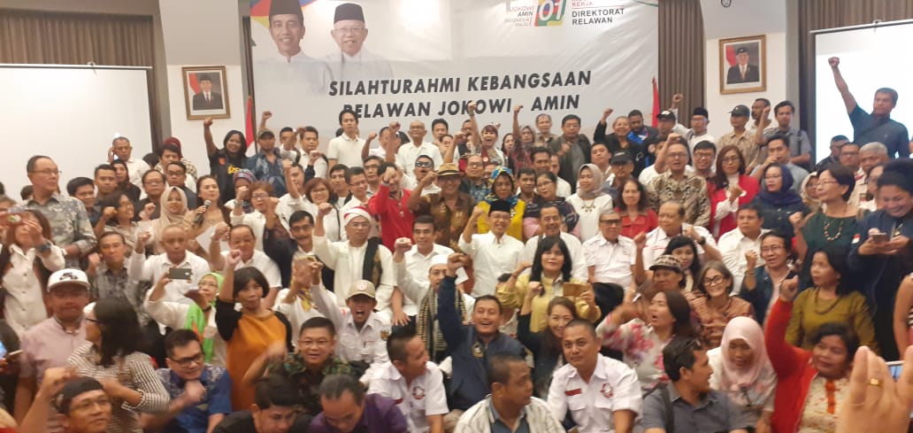 Para relawan Jokowi-Amin menggelar silaturahmi kebangsaan di  Hotel Marc Passer Baroe, Pasar Baru, Jakarta Pusat, Sabtu (22/6).