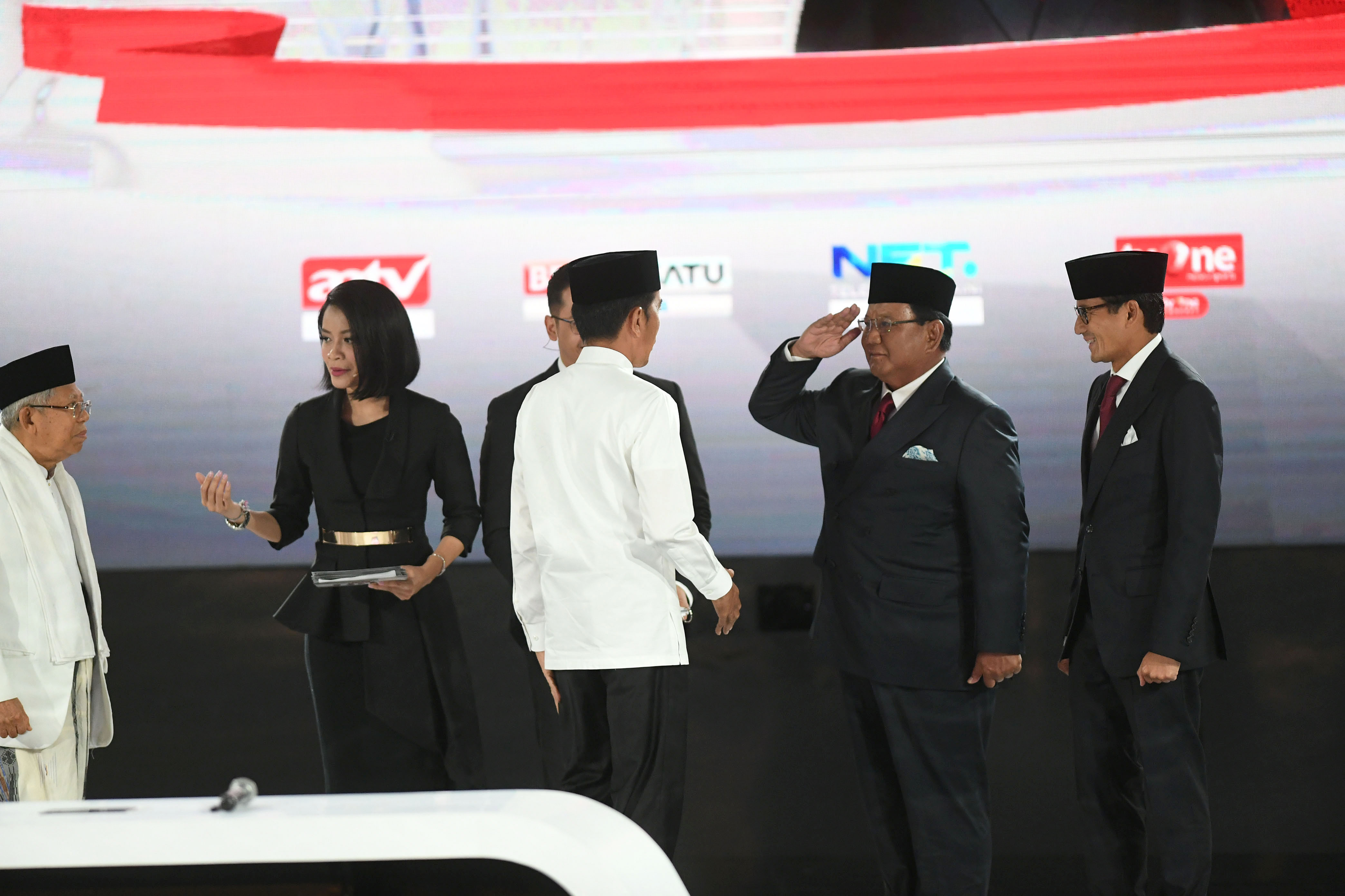 Ma'ruf Amin, Joko Widodo, Prabowo Subianto, dan Sandiaga Uno saat debat pilpres, beberapa waktu lalu.