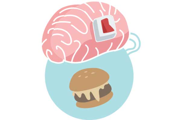 Ilustrasi otak dan makan