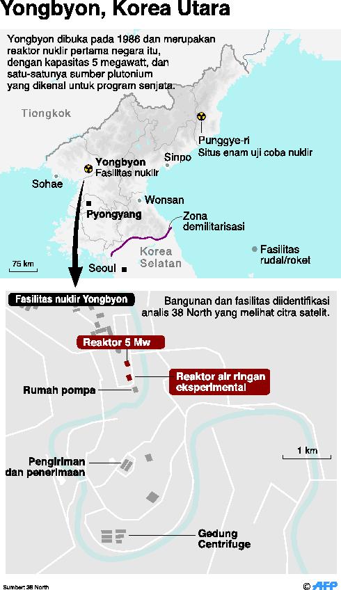 Peta lokasi Yongbyon, Korea Utara.