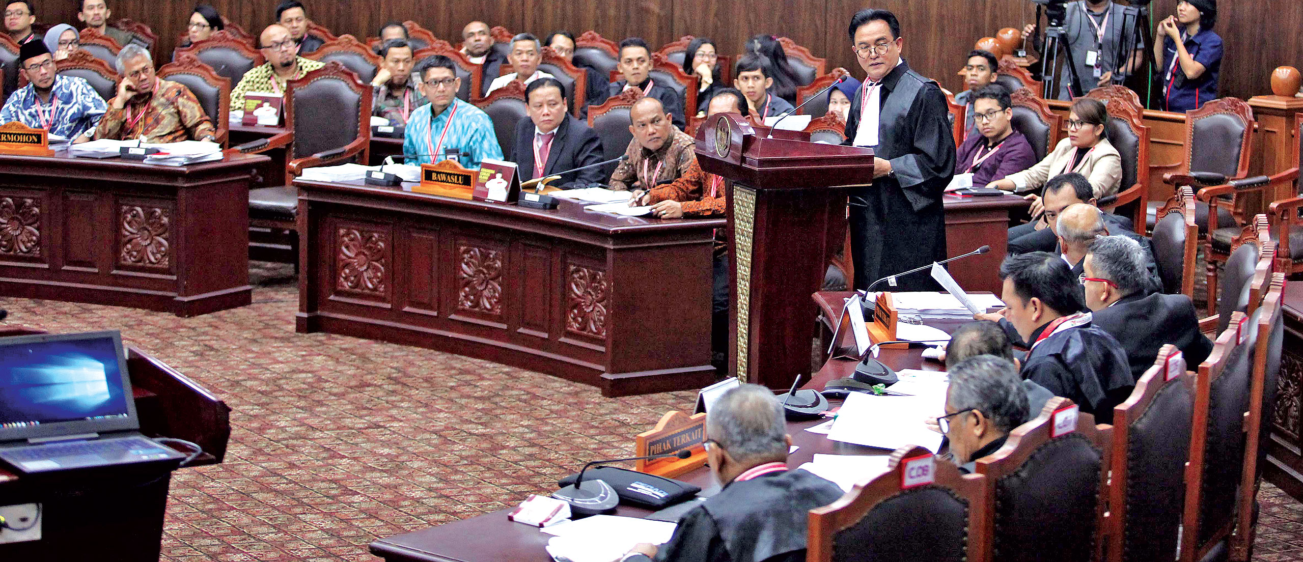 Sidang lanjutan perkara perselisihan hasil pemilihan umum (PHPU) Pilpres 2019 di Gedung Mahkamah Konstitusi, Jakarta.
