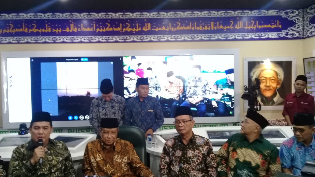 Sekretariat PBNU menggelar Ikhbar 1 Syawwal 1440 H di Gedung PBNU, Jakarta, pada Senin (3/6)