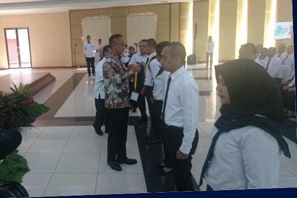 MENTERI Sosial Agus Gumiwang Kartasasmita dalam Pembukaan Latihan Dasar CPNS Golongan III Kemensos 2019 