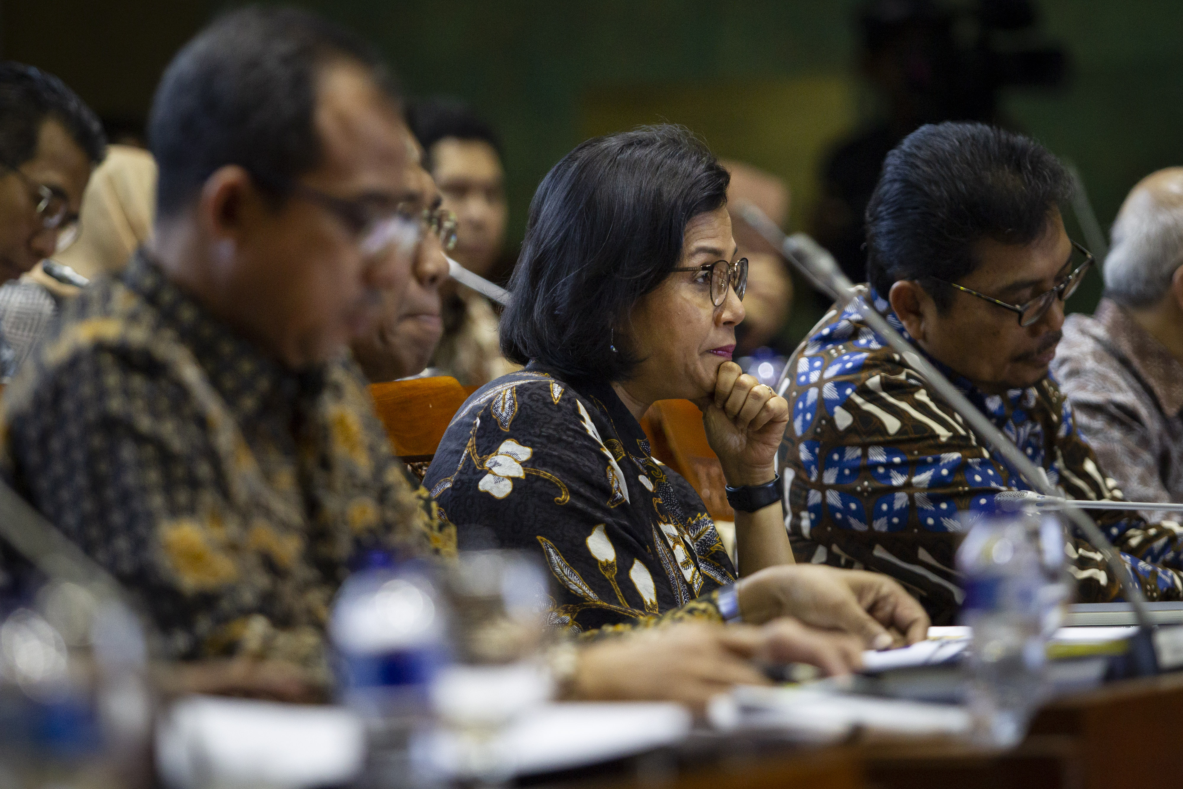 Jajjaran kementerian keuangan saat rapat kerja dengan Komisi XI DPR RI