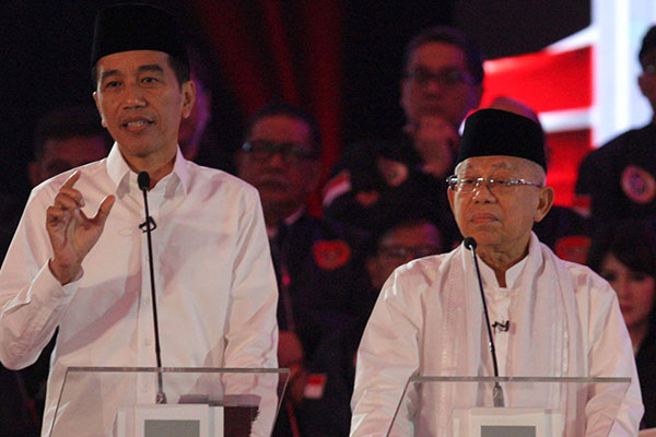 Presiden RI terpilih, Joko Widodo (kiri) dan Wakil Presiden RI terpilih, Ma'ruf Amin (kanan).