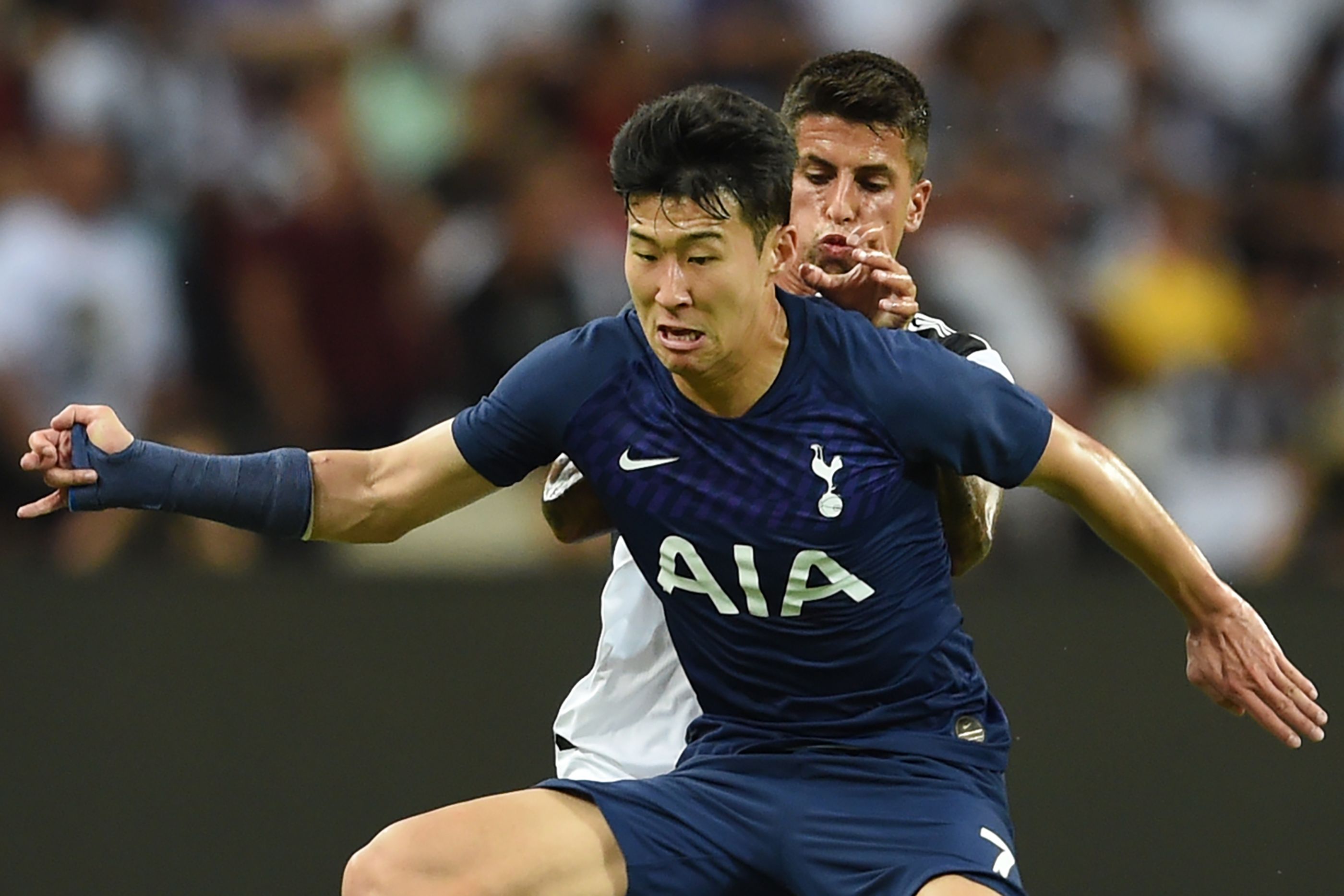 Pemain Tottenham Hotspur,  Son Heung-Min saat membela klubnya di ajang International Champions Cup.