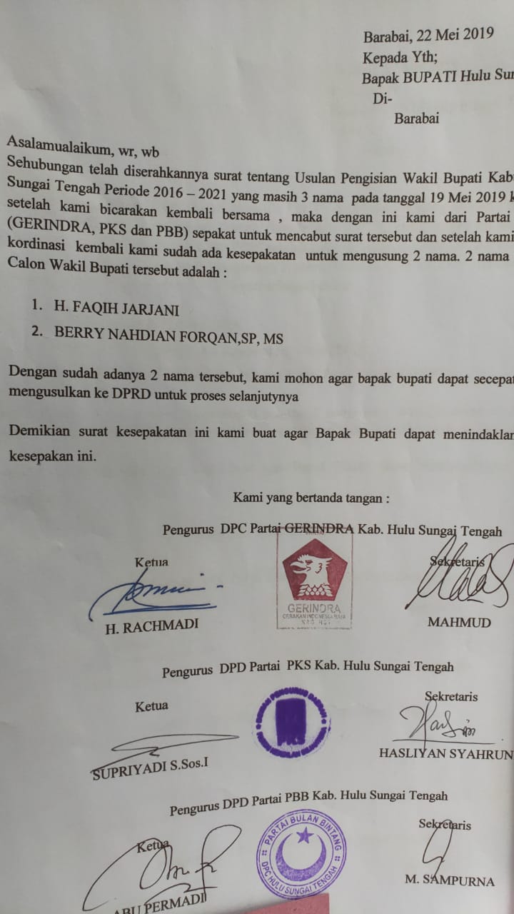 Surat dari Kelompok Pemerhati Kinerja Aparatur Pemerintah dan Parlemen (KPK APP) Kalsel untuk Mendagri.