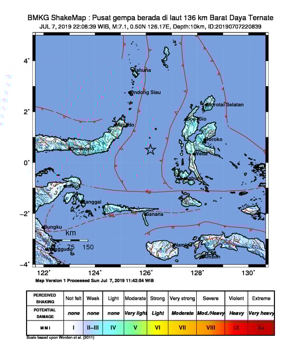 Peta lokasi gempa dari situs BMKG