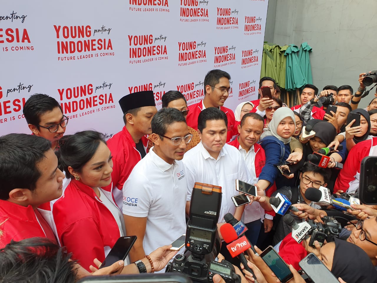 Sandiaga Salahuddin Uno dan Ketua TKN Jokowi-Amin, Erick Thohir.