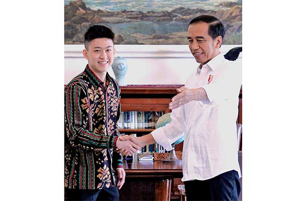 Presiden Joko Widodo menerima rapper Brian Imanuel Soewarno atau Rich Brian di Istana Bogor, Jawa Barat, kemarin.