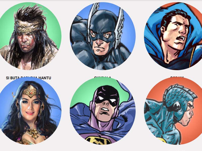 Beberapa karakter jagoan yang pustakanya dikelola Bumi Langit.