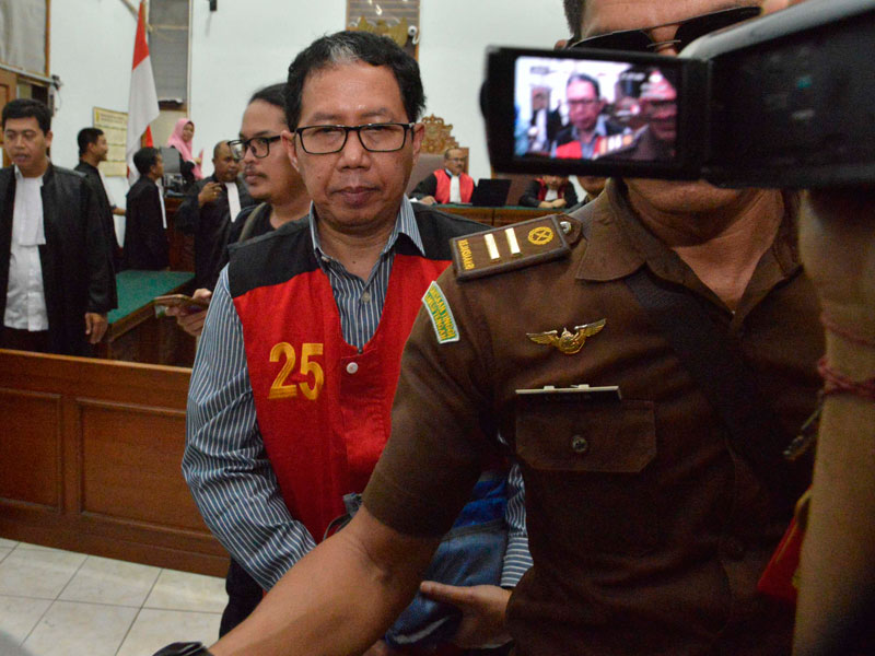 Terdakwa kasus dugaan penghilangan barang bukti pengaturan skor, Joko Driyono.