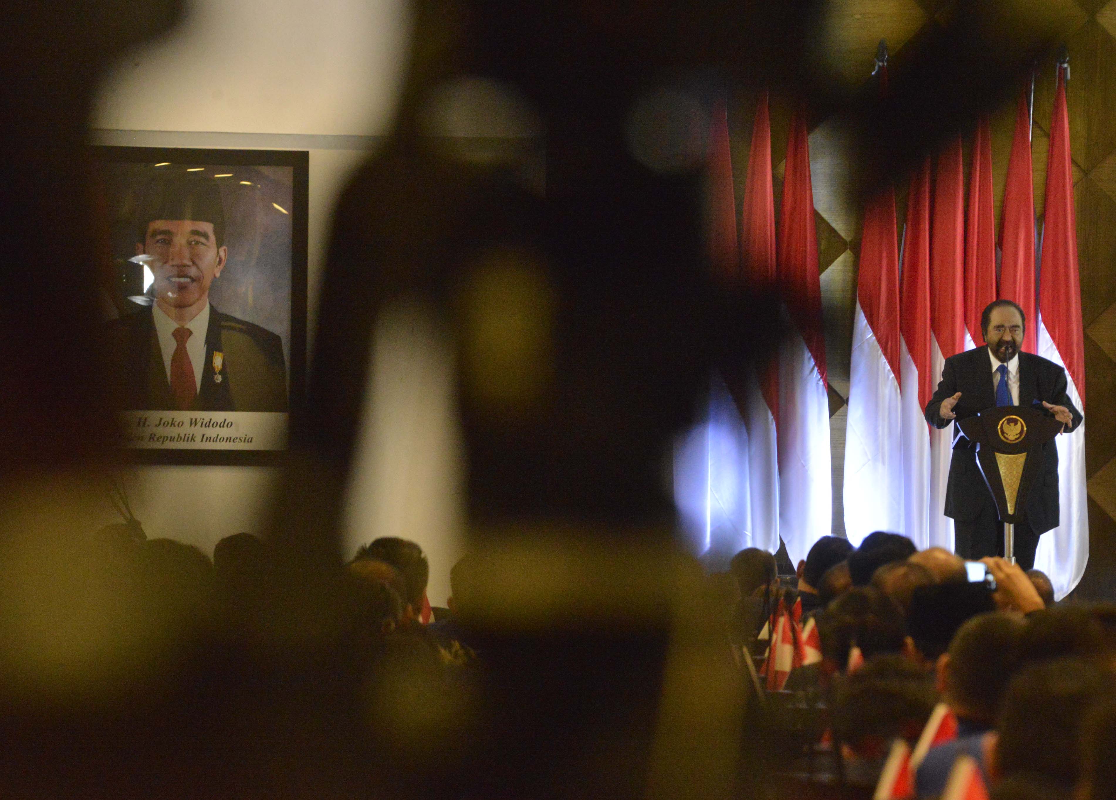 Ketua Umum Partai NasDem Surya Paloh memberikan kuliah umum dan membuka sekolah legislatif Partai Nasdem