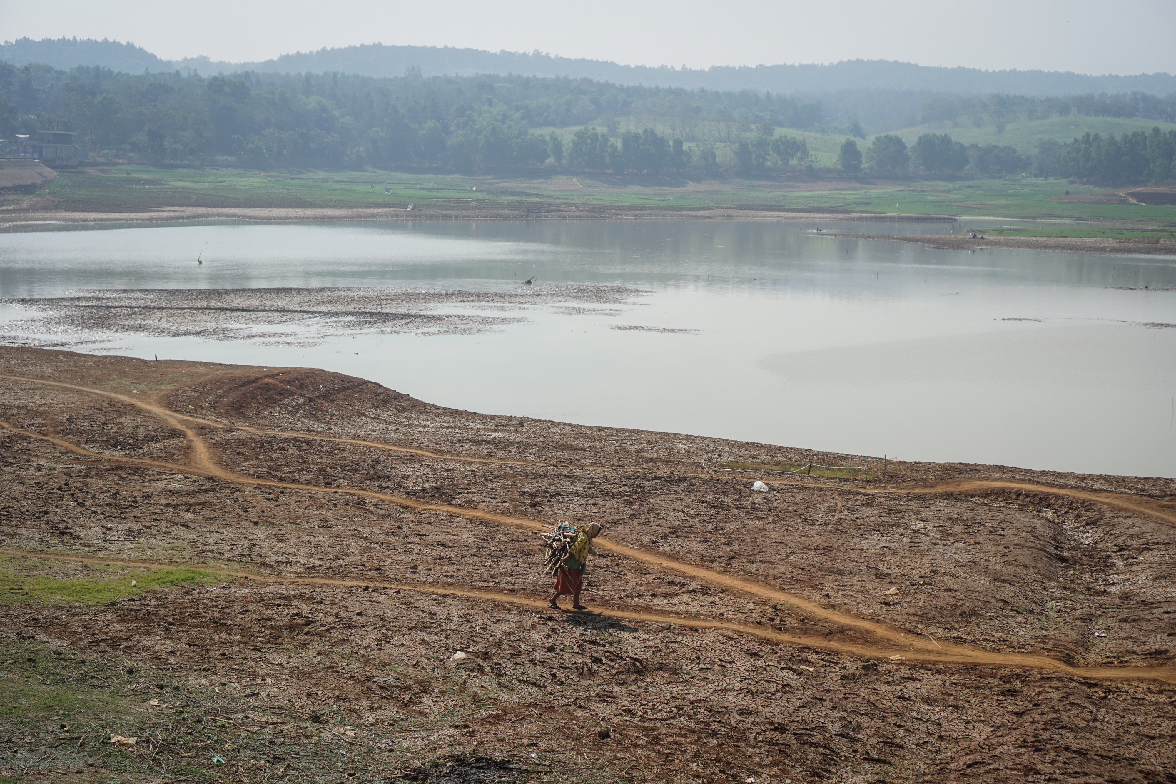 Penyusutan air waduk delingan Karangayar