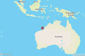 Peta pusat gempa di Australia.