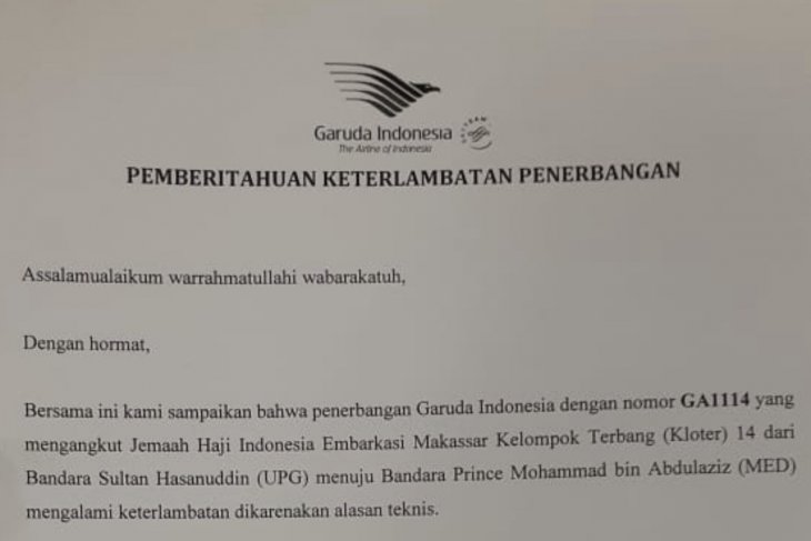 Pemberitahuan keterlambatan penerbangan