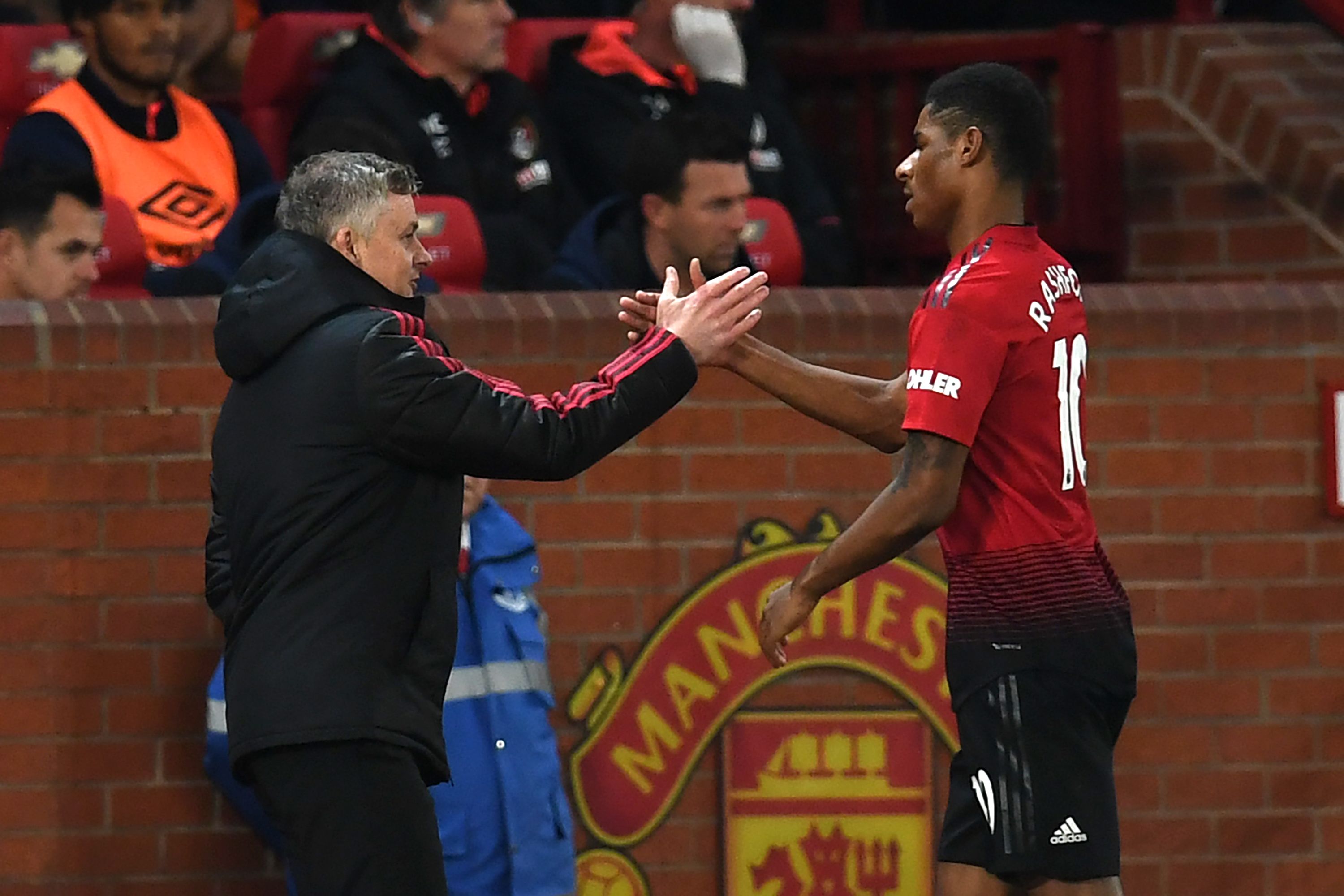 Marcus Rashford (kanan) dan Ole Gunnar Solskjaer